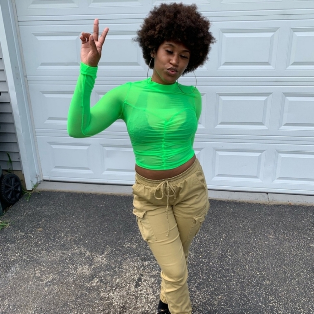 ❌SOLD❌Price firm: Sheer Neon green shirt - Picture 1 of 8